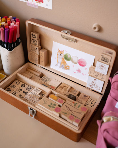 Boîte pour Organiser votre Papeterie Toga Wood Classiky Desk Tools Box