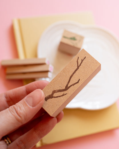Tampons Fleurs de Prunier Oiseau Branche Akane (5 tampons)