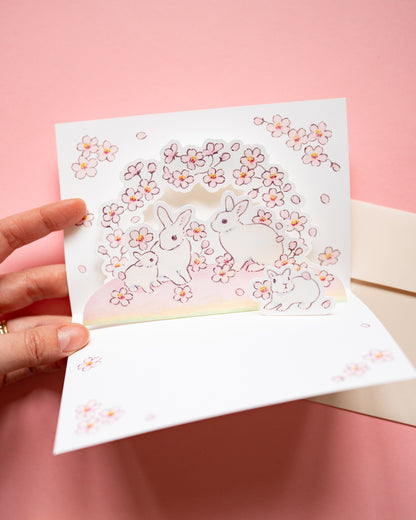 Rabbits and Sakura Pop-Up Card