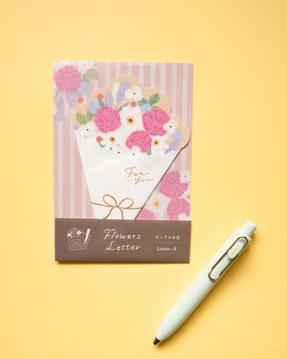 Papier à lettre Bouquet de Fleurs Roses et Blanches