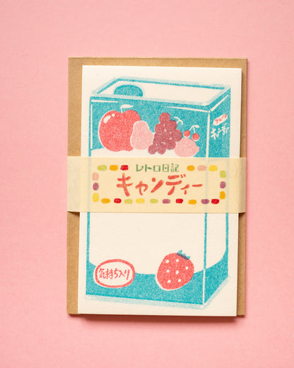 Mini Set de Papier à Lettre Boite de Bonbons Retro