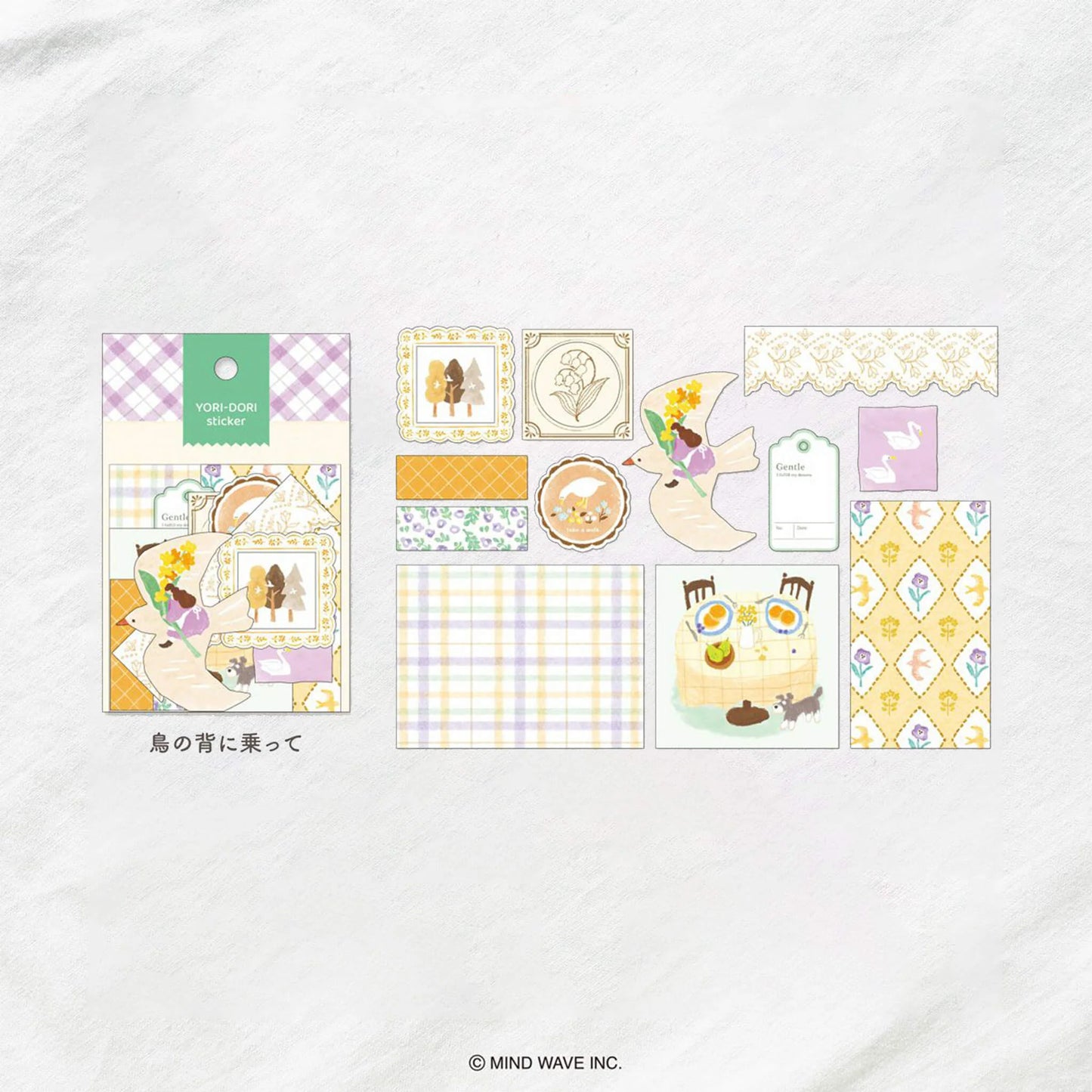 Yori Dori Flakes Stickers Riding on the Back of a Bird Mindwave