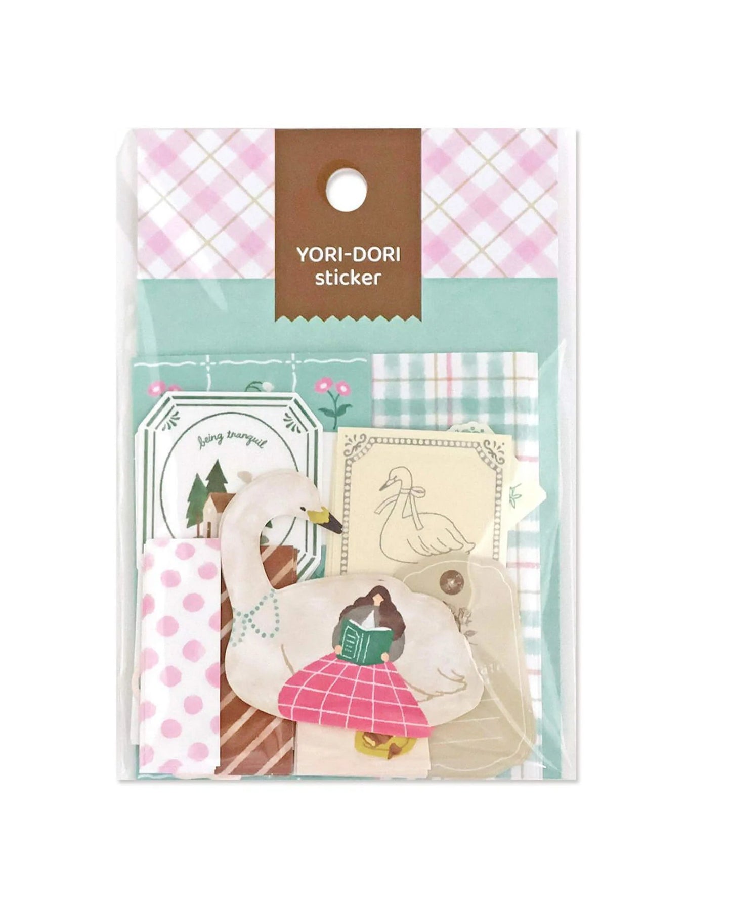 Yori Dori Flakes Stickers Swan and Reading Mindwave
