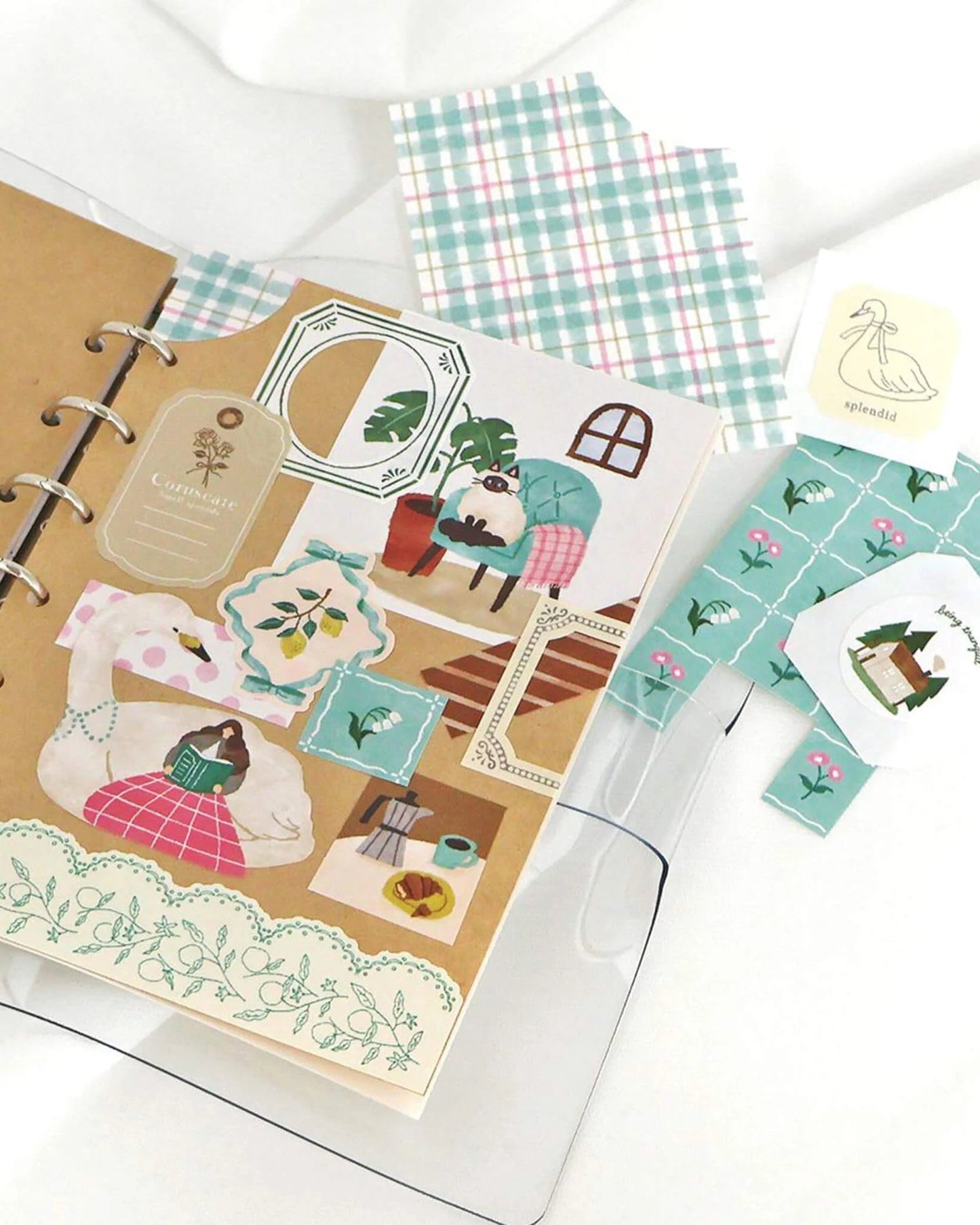 Yori Dori Flakes Stickers Swan and Reading Mindwave