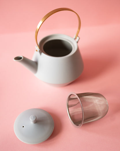 Japanese Ceramic Teapot Shinzan Gama Yamatsu Frustum