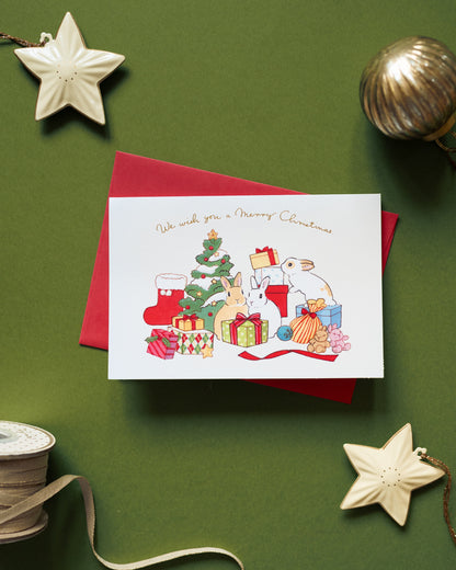 Pop-up Christmas Card Rabbits and Gifts