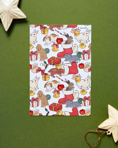 Rabbits and Gifts Christmas Card