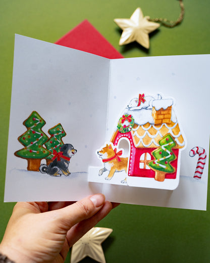 Shiba Dog Pop-up Christmas Card
