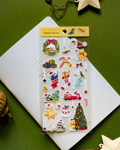 Shiba Dog Christmas Stickers