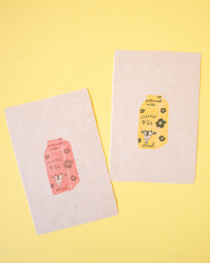 Milk Rose Hankodori Stamped Card
