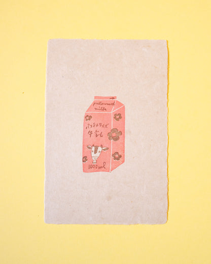 Milk Rose Hankodori Stamped Card