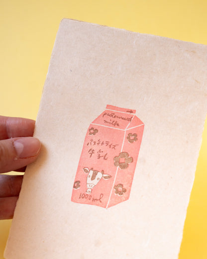 Milk Rose Hankodori Stamped Card