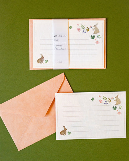 Michikusa Rabbits and Petals Stationery Set