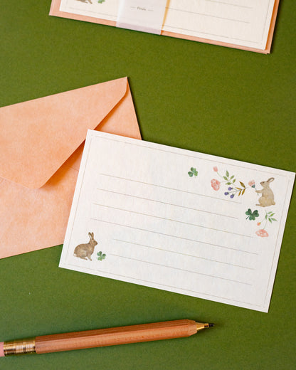 Michikusa Rabbits and Petals Stationery Set