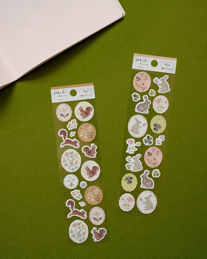 Michikusa Washi Paper Rabbits and Petals Stickers