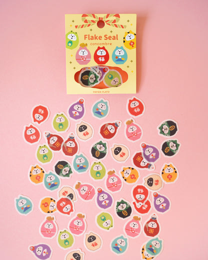 Daruma Lucky Cat Stickers