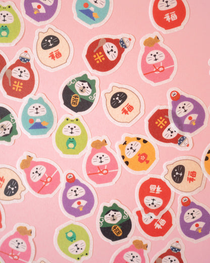 Daruma Lucky Cat Stickers