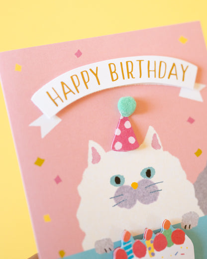Carte Anniversaire Chat et Gâteau