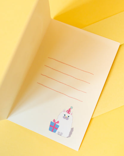 Carte Anniversaire Chat et Gâteau