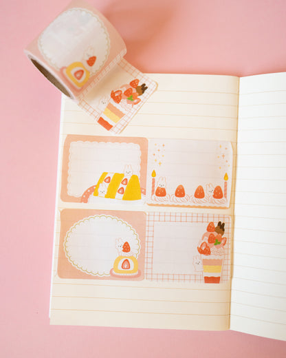 Bunny and Strawberry Cake Sticky Note Roll