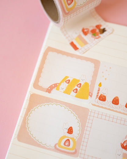 Bunny and Strawberry Cake Sticky Note Roll
