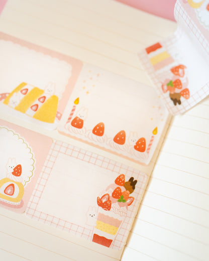 Bunny and Strawberry Cake Sticky Note Roll
