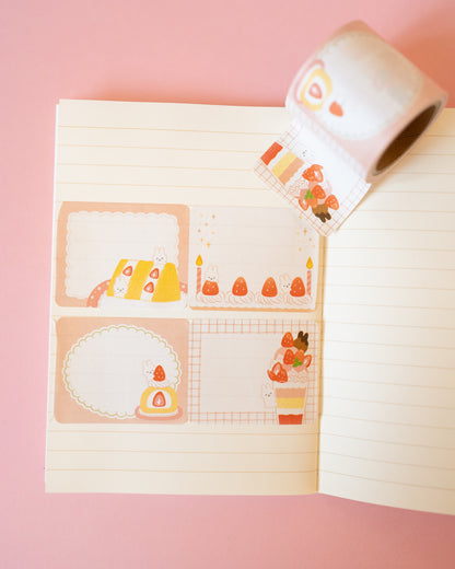 Bunny and Strawberry Cake Sticky Note Roll