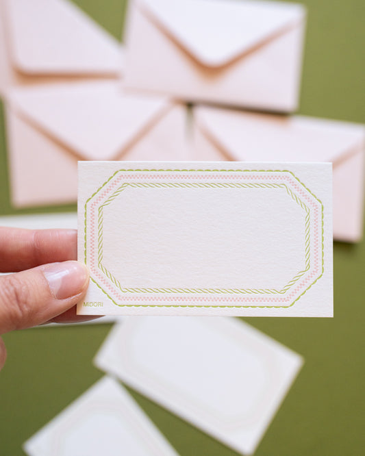 Ensemble de Mini Cartes Typographiques Rose et Vert Midori