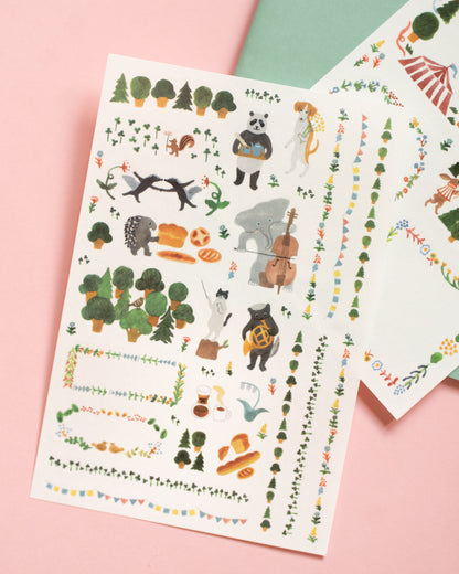 Yuru Log Midori Forest Animals Repositionable Stickers