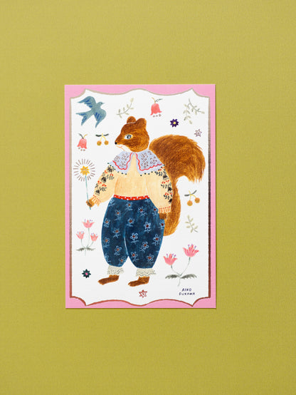Carte postale Aiko Fukawa Écureuil Charm