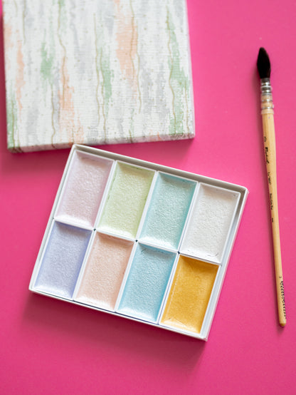 Peinture Aquarelle 8 Couleurs Pastel Irisées Kissho Pearl