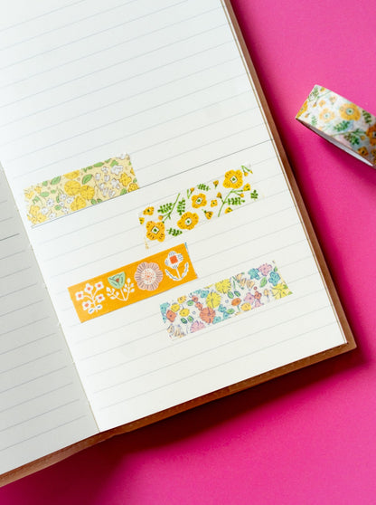 Yellow Flowers Masking Tape 4 Patterns