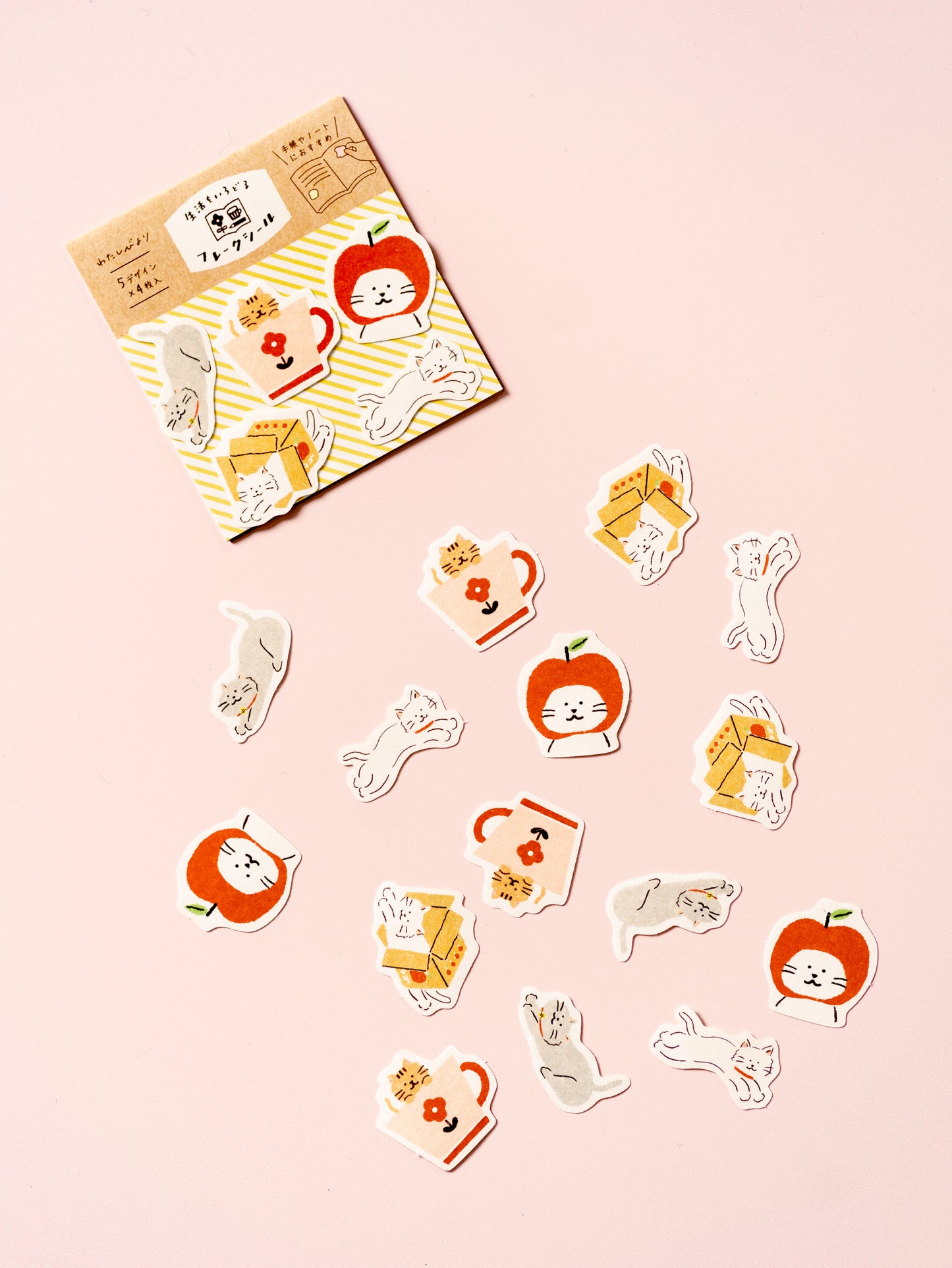 Washi Flakes Stickers Chats Pommes