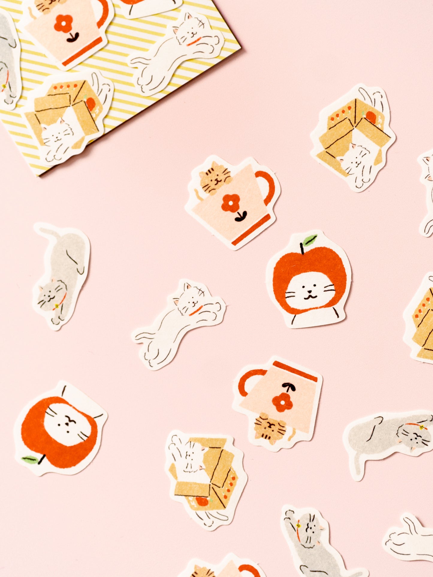 Washi Flakes Stickers Chats Pommes