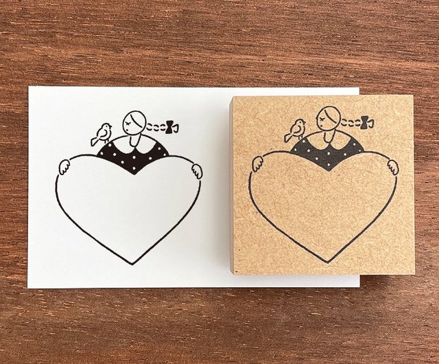 Reading Stamp Big Heart Maru Chan Stamp Marche