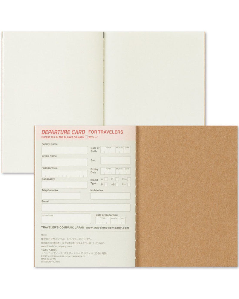 Agenda Mensuel 2026 Passeport Traveler's Company Notebook