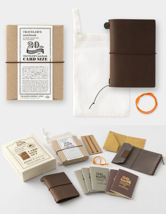 Traveler's Notebook Card Size 20th Anniversary Set - Marron
