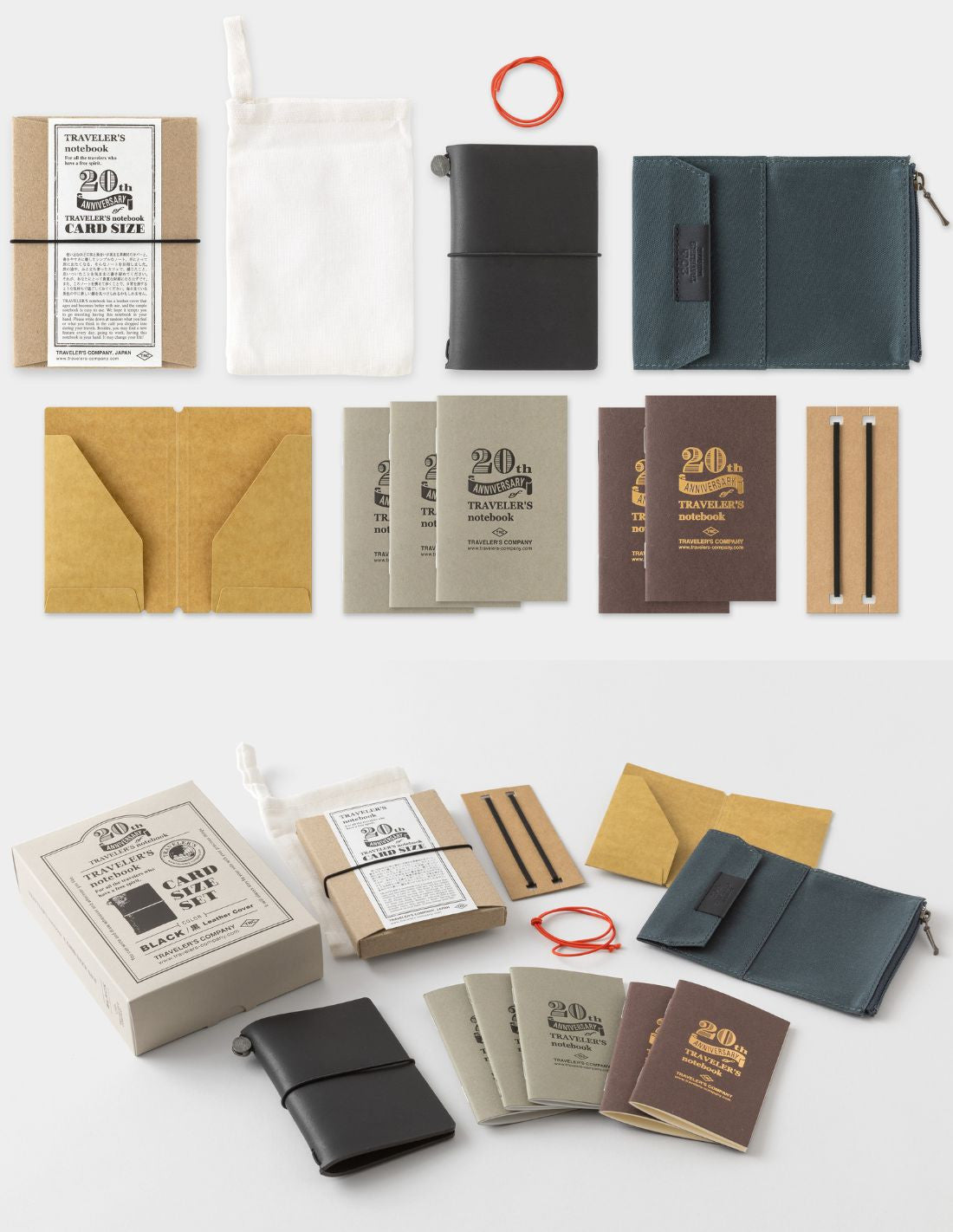 Traveler's Notebook Card Size 20th Anniversary Set - Black