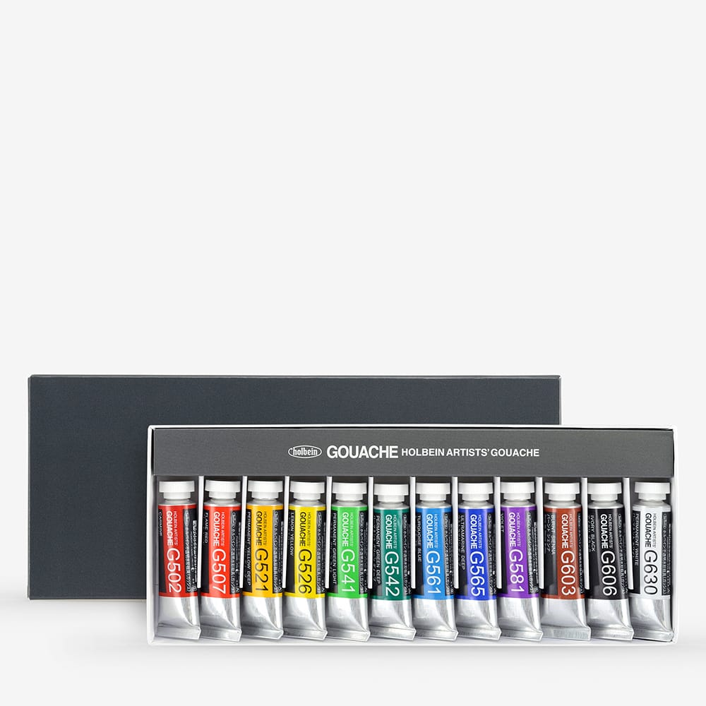 Coffret 12 Tubes 15ml Gouache Extra-fines  Holbein Artists'