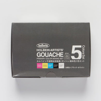 Primary Set of 5 Tubes 15ml Extra-fine Gouache by Holbein Artists'