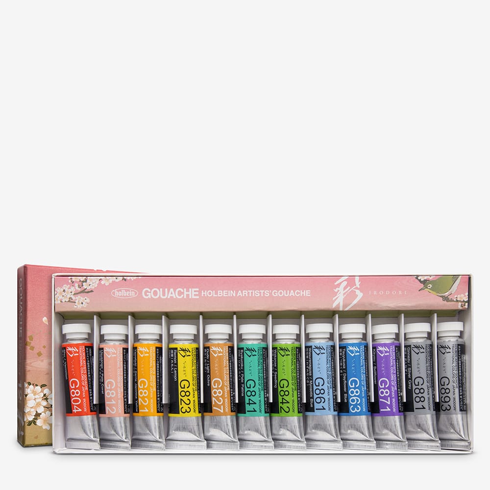 Spring Set of 12 Tubes 15ml Extra-fine Gouache by Holbein Artists